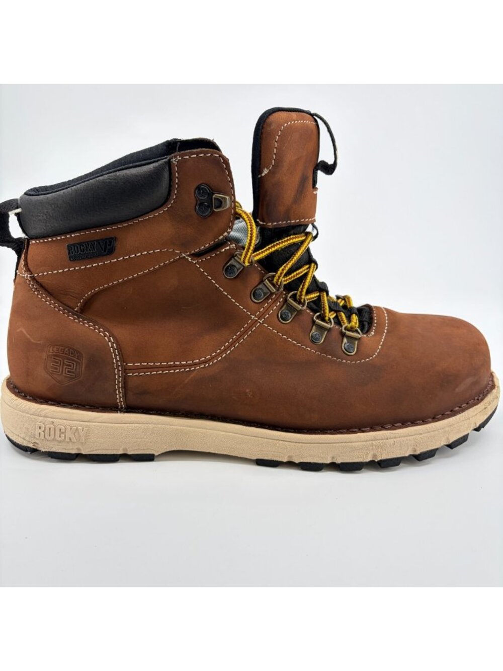 Rocky Legacy 32 Mens Size 11.5 Brown Leather Waterproof Composite Toe Work Boots
